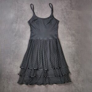 SA2 Black Polka Dot Tiered Ruffle Dress Womens Large Sleeveless USA Made Vintage